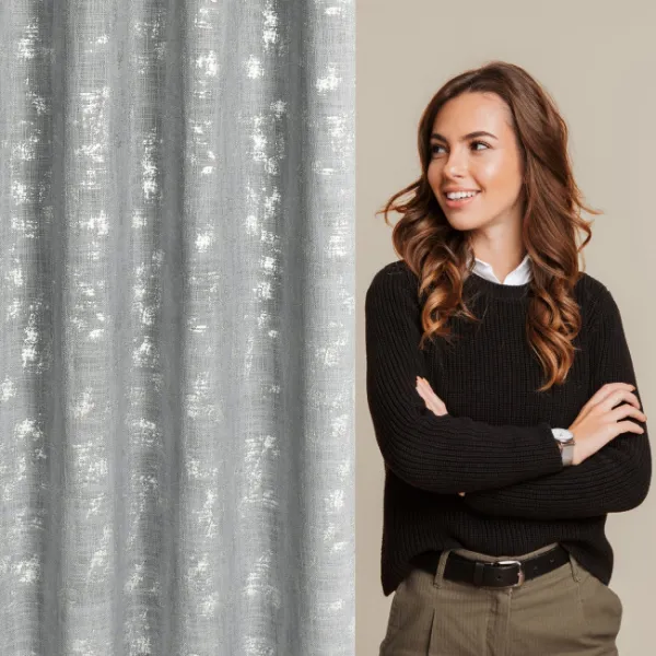 Hotový záves SOLANA strieborný - na priechodkách