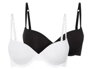 esmara® Dámska push-up podprsenka, 2 kusy (čierna/biela, 85D)