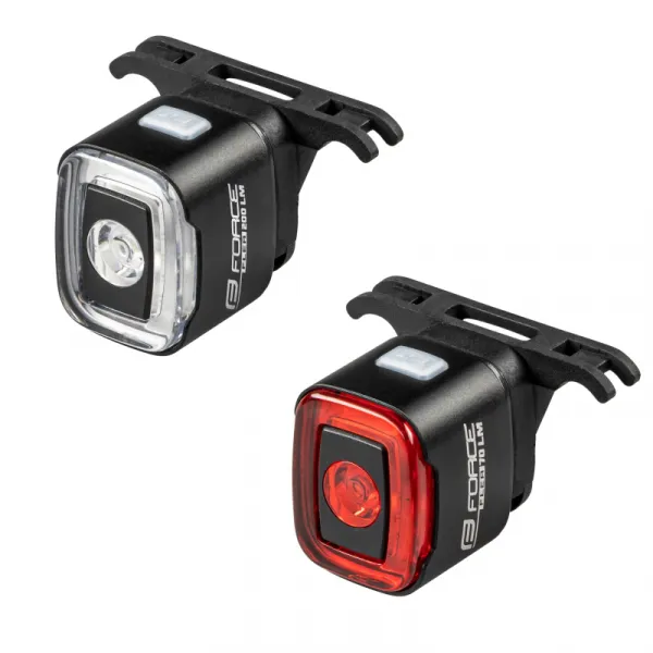 Svetlo na bicykel FORCE FLEA 200 LM, USB front - rear