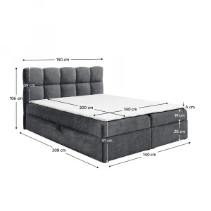 Boxspringová posteľ, 140x200, tmavosivá, NEGRY