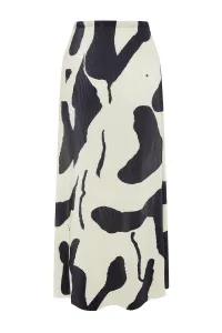 Trendyol Ecru Abstract Pleated Printed Midi Skirt