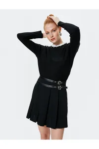 Koton Mini Thick Pleated Skirt Belt Detailed Comfortable Fit