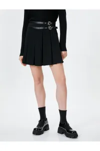 Koton Mini Thick Pleated Skirt Belt Detailed Comfortable Fit