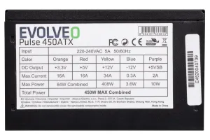 EVOLVEO zdroj 450W ATX, tichý, bulk, záruka 3 roky