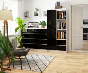 Ak furniture Skriňa Rexa 80 cm biela/čierna