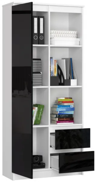 Ak furniture Skriňa Rexa 80 cm biela/čierna