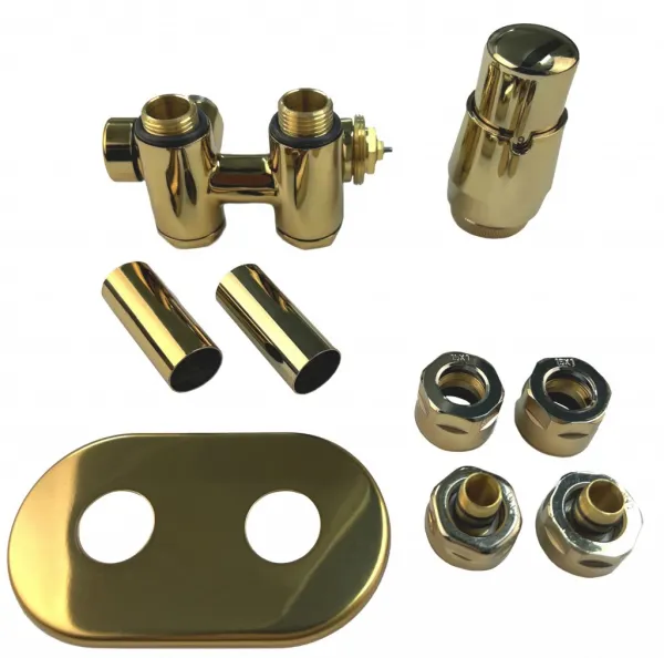 HOPA - THERMCOMB-SET, stredový ventil (Z4K) s pripojením pre elektrickú tyč - Farba - Zlatá, Variant - Pravá RDTHERMCOMSETRG