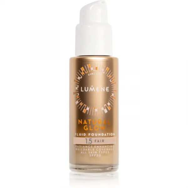 Lumene Natural Glow rozjasňujúci make-up pre prirodzený vzhľad SPF 20 odtieň 1.5 Fair (Warm) 30 ml