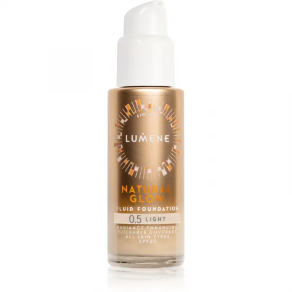 Lumene Natural Glow rozjasňujúci make-up pre prirodzený vzhľad SPF 20 odtieň 0.5 Light (Cool) 30 ml
