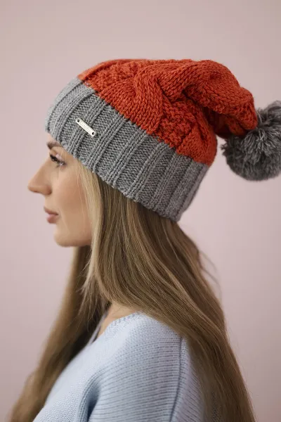 Kesi Čapica s fleece Paris K212 tmavo ružová+šedá