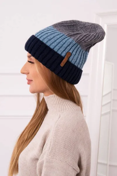Kesi Čapica s fleece Bojana K265 námornícka modrá+tyrkysová+tmavošedá