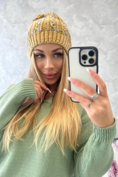 Kesi Čapica s fleece Melisa K241 oranžová+šedá