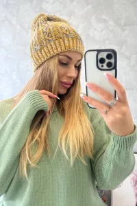Kesi Čapica s fleece Melisa K241 oranžová+šedá
