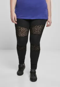 Women's Leggings Flock Lace Inset Black