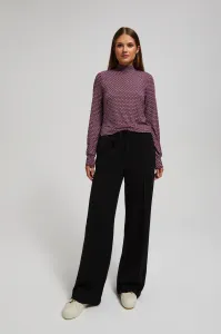 Marisse Patterned Fuchsia Turtleneck Blouse