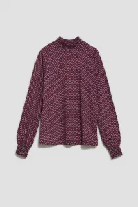 Marisse Patterned Fuchsia Turtleneck Blouse