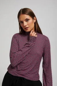 Marisse Patterned Fuchsia Turtleneck Blouse