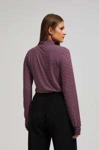 Marisse Patterned Fuchsia Turtleneck Blouse