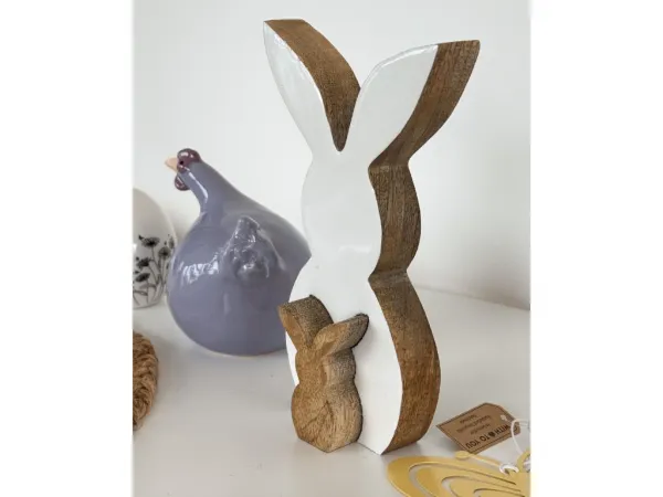 Keramický zajko GILDED BUNNY 14 cm biely