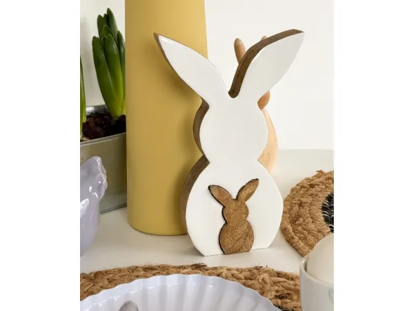 Keramický zajko GILDED BUNNY 14 cm biely