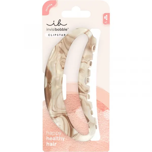 Veľký škripec do vlasov Invisibobble Clipstar XL Amber Glow - béžovo-hnedý s jantárovým dizajnom + darček zadarmo