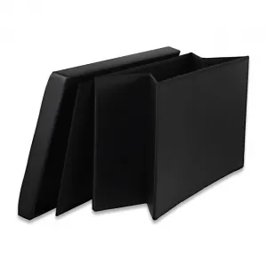 XXL skladací puf s gombíkmi - 80x40x40cm ekokoža čierna 9999