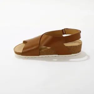 Kožené remienkové sandále na klinovom podpätku