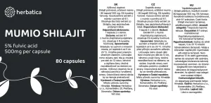 Shilajit - očistené mumio premium (500mg) - výživový doplnok - 80 kapsúl - Herbatica