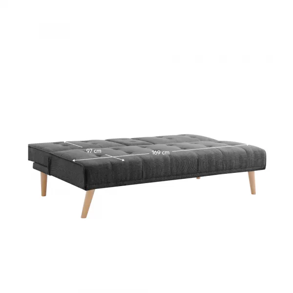 Rozkladacia pohovka, tmavosivá/buk, BABET
