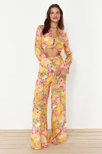 Trendyol Floral Patterned Woven Shirt Trousers Beach Set