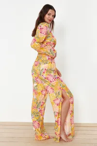 Trendyol Floral Patterned Woven Shirt Trousers Beach Set