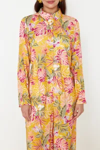 Trendyol Floral Patterned Woven Shirt Trousers Beach Set