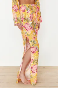 Trendyol Floral Patterned Woven Shirt Trousers Beach Set