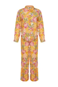 Trendyol Floral Patterned Woven Shirt Trousers Beach Set