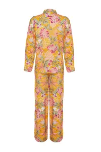 Trendyol Floral Patterned Woven Shirt Trousers Beach Set