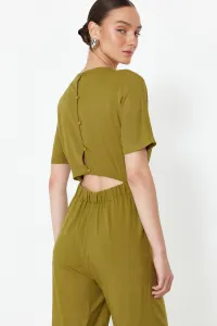 Trendyol Khaki Patterned Viscose Maxi Woven Jumpsuit