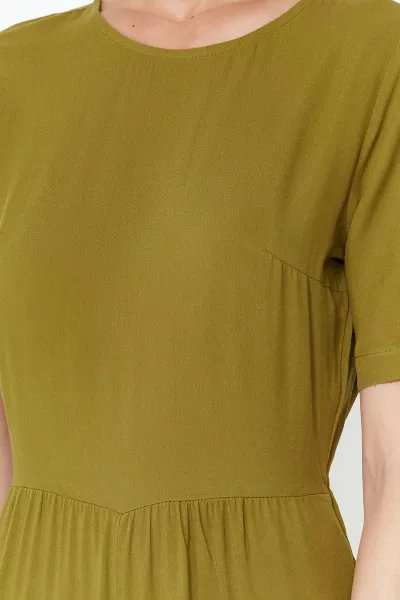 Trendyol Khaki Patterned Viscose Maxi Woven Jumpsuit