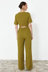 Trendyol Khaki Patterned Viscose Maxi Woven Jumpsuit