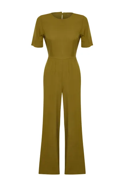 Trendyol Khaki Patterned Viscose Maxi Woven Jumpsuit