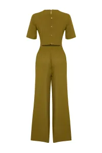 Trendyol Khaki Patterned Viscose Maxi Woven Jumpsuit