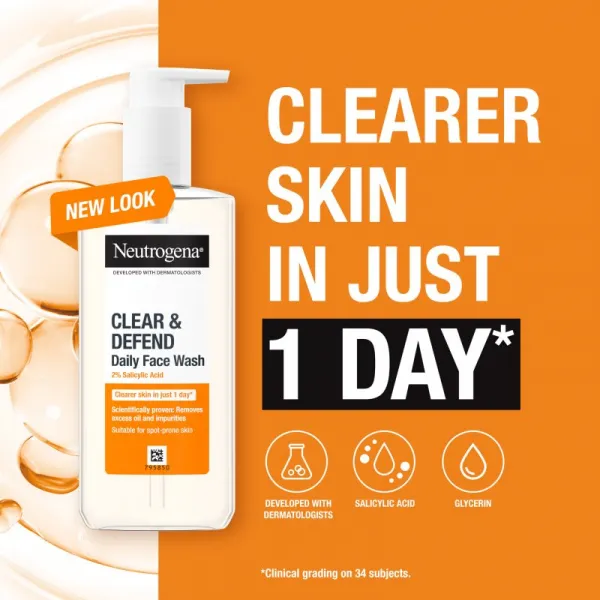 Neutrogena Clear & Defend čistiaci gél s 2% kyselinou salicylovou 200 ml