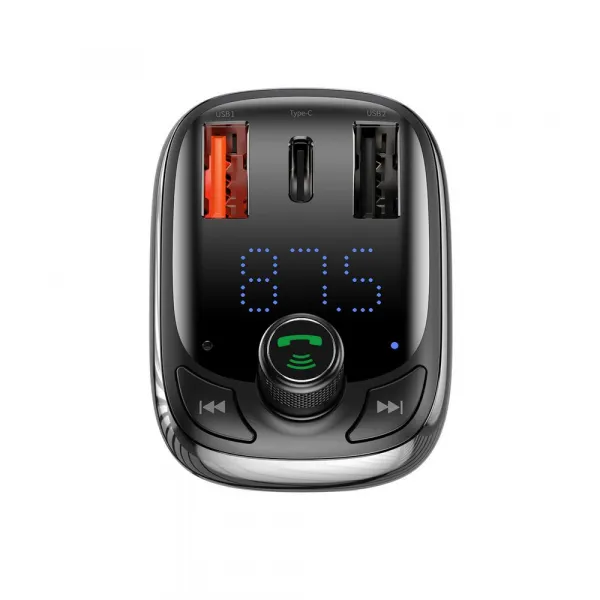 Baseus S-13 Bluetooth vysielač / nabíjačka do auta, čierny