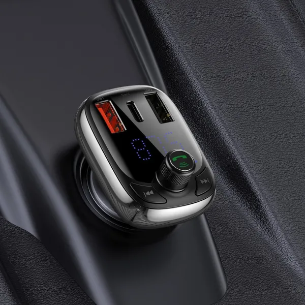 Baseus S-13 Bluetooth vysielač / nabíjačka do auta, čierny