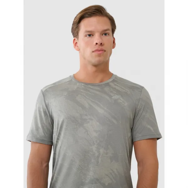 Pánske tréningové tričko s krátkym rukávom 4F TSHIRT FNK M1216-44A-OLIVE ALLOVER