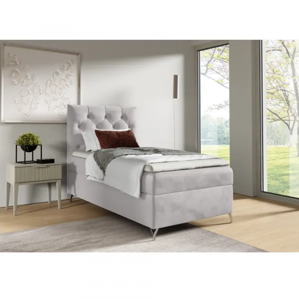 Boxspringová posteľ, 90x200, svetlosivá látka Velvet, ľavá, GULIETTE + darček