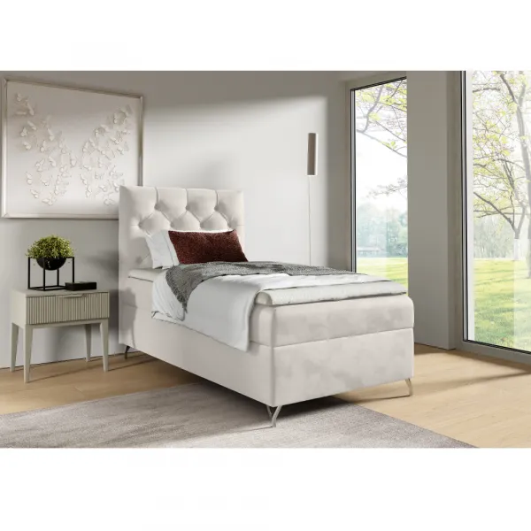 Boxspringová posteľ, 90x200, biela látka Velvet, ľavá, GULIETTE + darček