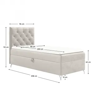 Boxspringová posteľ, 90x200, biela látka Velvet, ľavá, GULIETTE + darček