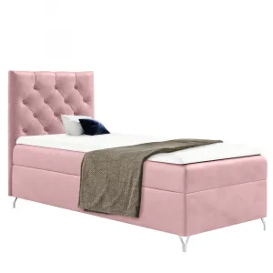 Boxspringová posteľ, 90x200, ružová látka Velvet, ľavá, GULIETTE + darček