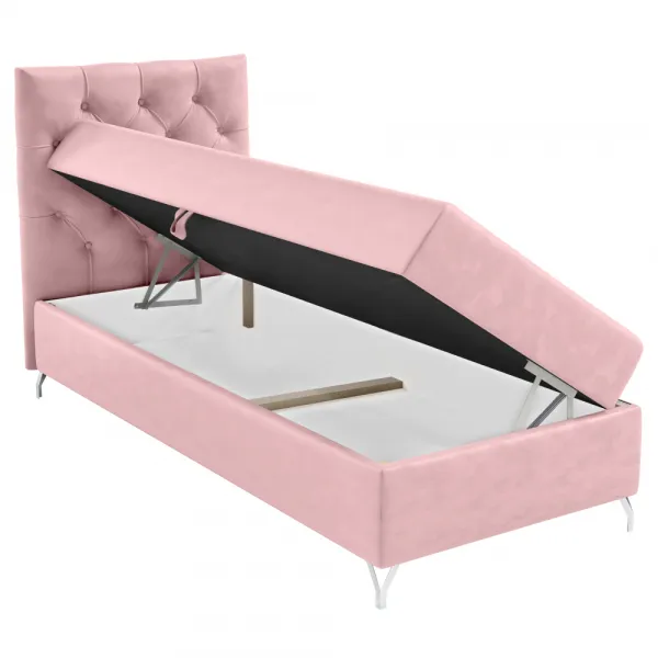 Boxspringová posteľ, 90x200, ružová látka Velvet, ľavá, GULIETTE + darček