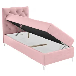 Boxspringová posteľ, 90x200, ružová látka Velvet, ľavá, GULIETTE + darček